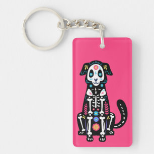 Sugar Skull Calavera Dog IV Key Ring