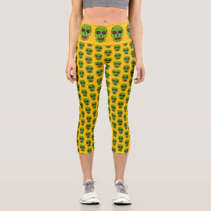 Sugar Skull Capri Leggings
