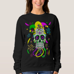 Sugar Skull Carnival Mask Jester Hat Mardi Gras 3 Sweatshirt
