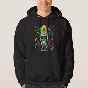 Sugar Skull Carnival Mask Jester Hat Mardi Gras Hoodie