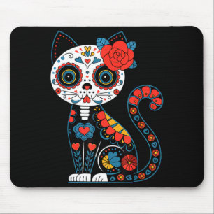 Sugar skull cat day of dead dia de los muertos mouse mat