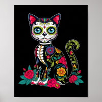 Sugar Skull Cat Dia De Muertos Day Of Dead Hallowe