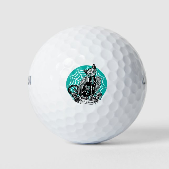 Sugar Skull Cat Golf Balls (Front)