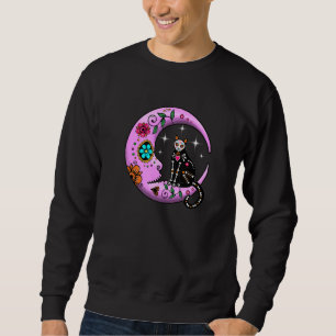 Sugar Skull Cat & Moon Dia De Los Muertos Day Of D Sweatshirt