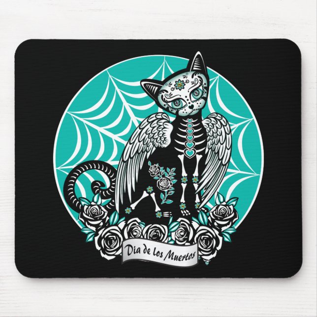 Sugar Skull Cat Mouse Mat (Front)