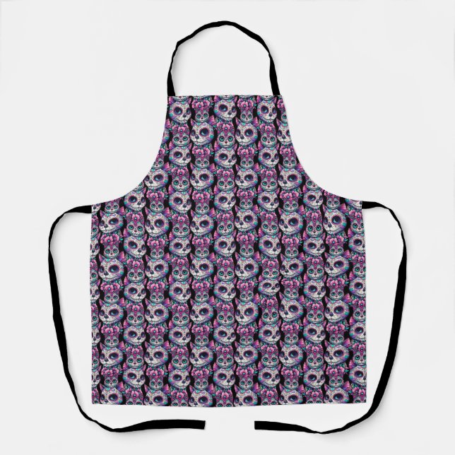 Sugar Skull Cat Pattern Apron (Front)