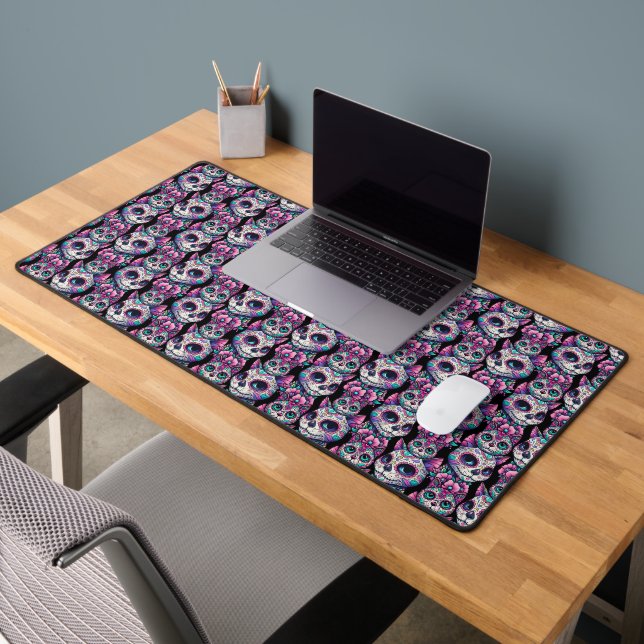 Sugar Skull Cat Pattern Desk Mat (Office 2)