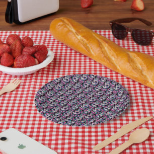 Sugar Skull Cat Pattern Paper Plate