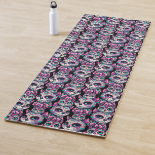 Sugar Skull Cat Pattern Yoga Mat