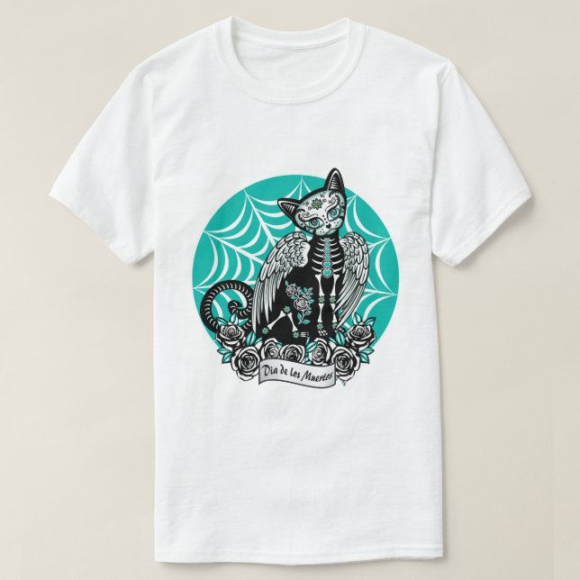 Sugar Skull Cat T-Shirt (Design Front)