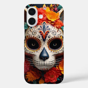 Sugar Skull Cat with Flowers iPhone / iPad case