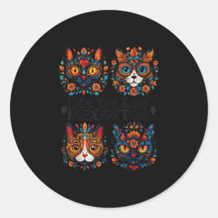 Sugar Skull Cats Dia De Los Meowtos Muertos Day Of Classic Round Sticker