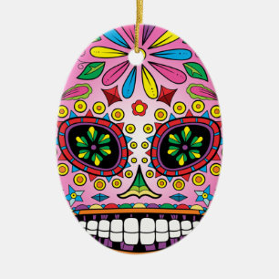 Sugar Skull Ceramic Tree Decoration