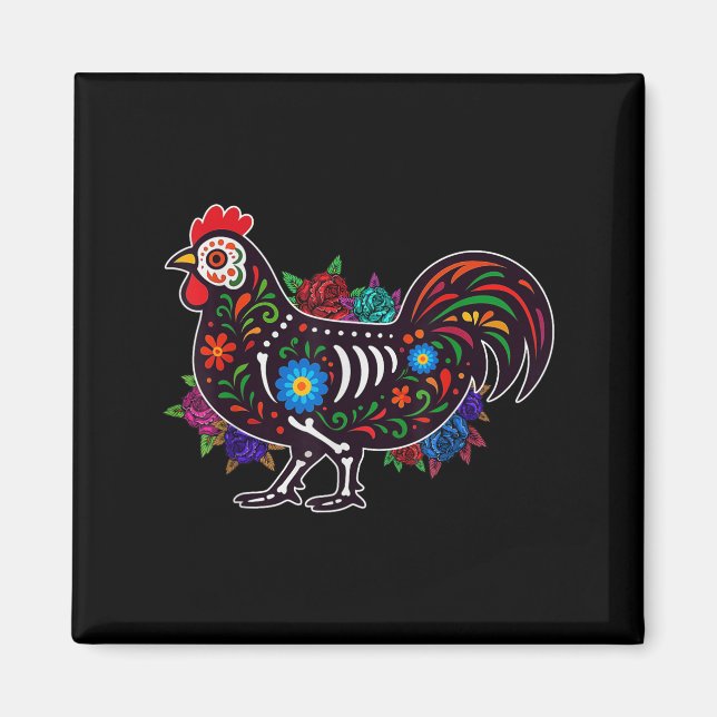 Sugar Skull Chicken Dia De Muertos Halloween Day O Magnet (Front)