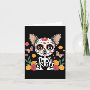 Sugar Skull Chihuahua Halloween Dog Card