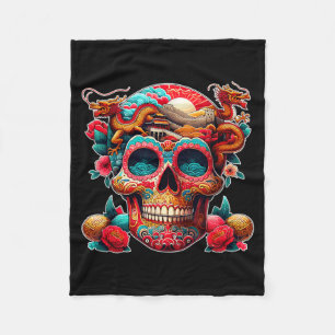 Sugar Skull China Day Of The Government Agencyd Fleece Blanket