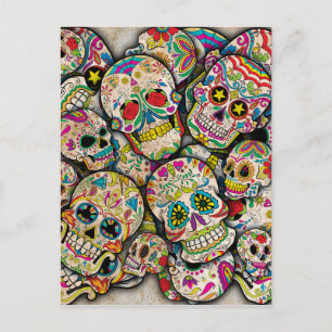 Sugar Skull Collage Postcard