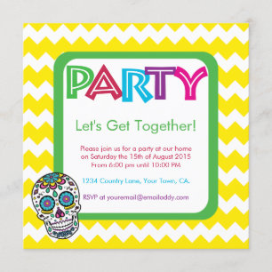 Sugar Skull Colour Party Invitation
