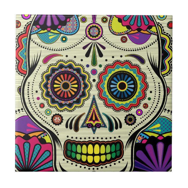Sugar Skull Colours / Day of the Dead Art - tile (Front)