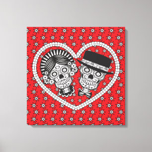 Sugar Skull Couple Canvas Print