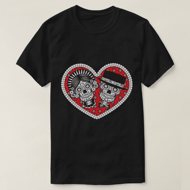 Sugar Skull Couple T-Shirt (Design Front)