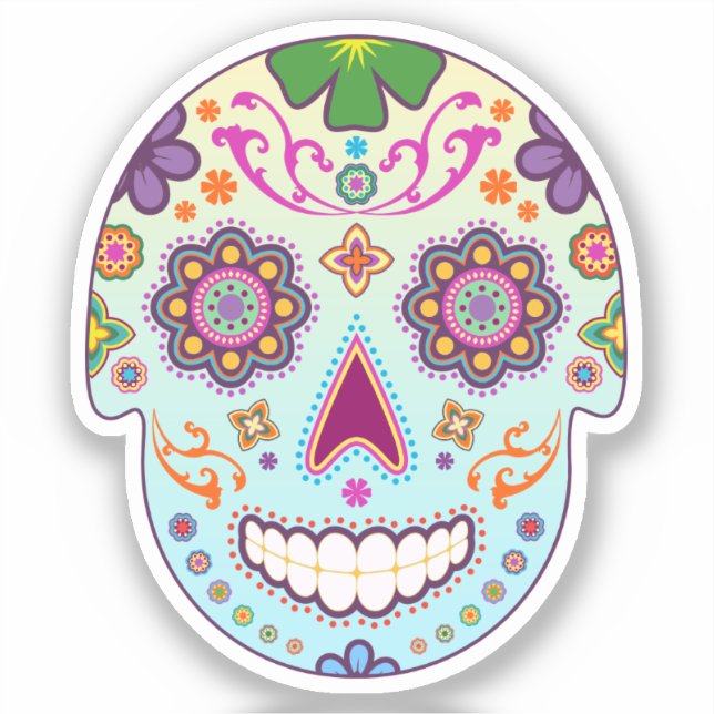 Sugar Skull Custom-Cut Vinyl Sticker (Front)