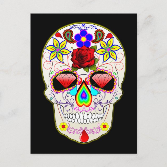 Sugar Skull Daimond Eyes Postcard (Front)