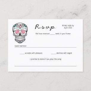 Sugar Skull Dancing Skeletons Wedding RSVP cards