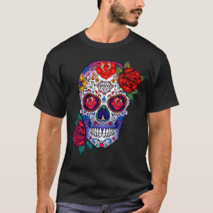 Sugar Skull Day Of Dead Dia de Los Muertos Day Flo T-Shirt