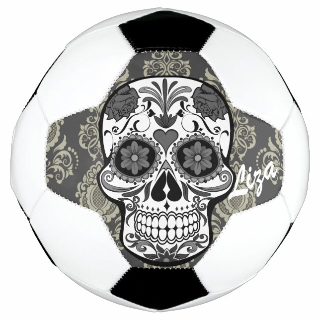 Sugar Skull "Day of the Dead" Damask Lace Custom  Football (Front)
