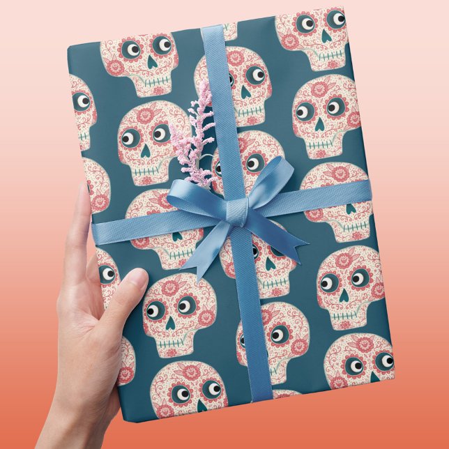 Sugar Skull Day of the Dead Dark Wrapping Paper (Creator Uploaded)