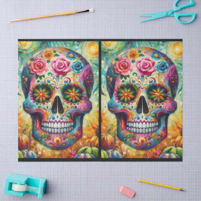 Sugar Skull Day of the Dead Decoupage Tissue Paper (Craft)