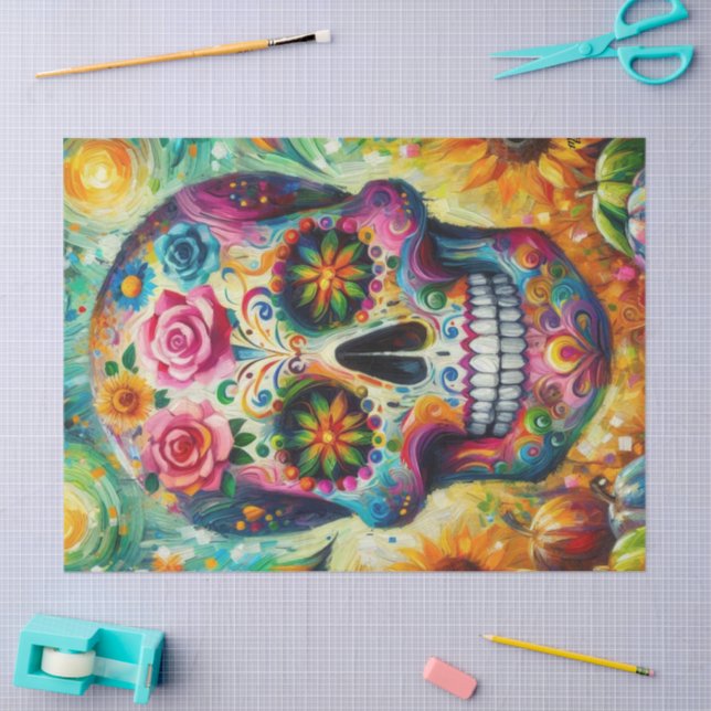 Sugar Skull Day of the Dead Decoupage Tissue Paper (Craft)