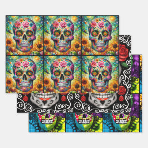 Sugar Skull Day of the Dead Decoupage Wrapping Paper Sheet