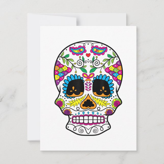 Sugar Skull Day Of The Dead Dia De Los Muertos Art Card (Front)
