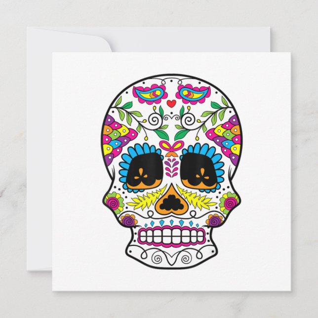 Sugar Skull Day Of The Dead Dia De Los Muertos Art Thank You Card (Front)