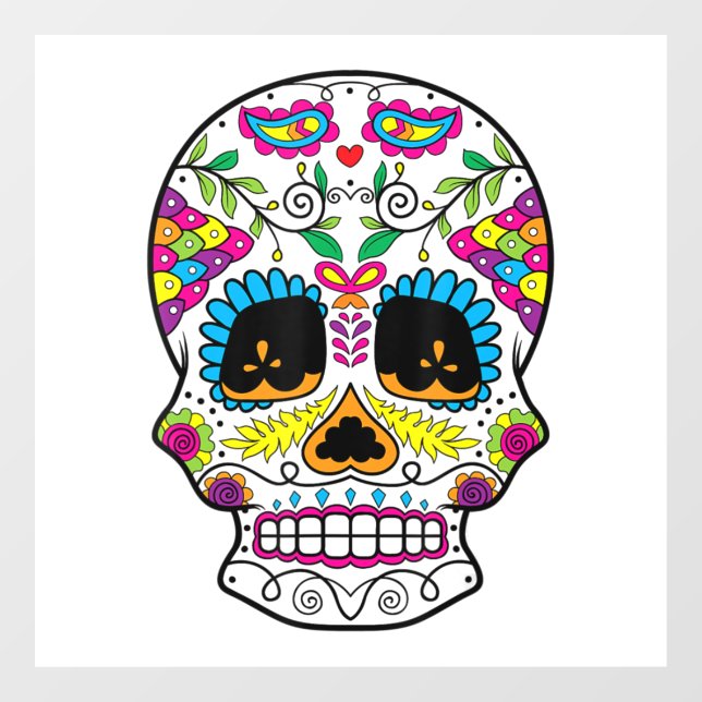 Sugar Skull Day Of The Dead Dia De Los Muertos Art Window Cling (Sheet)