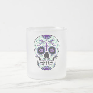 Sugar Skull Day of the Dead Día de Muertos Frosted Glass Coffee Mug