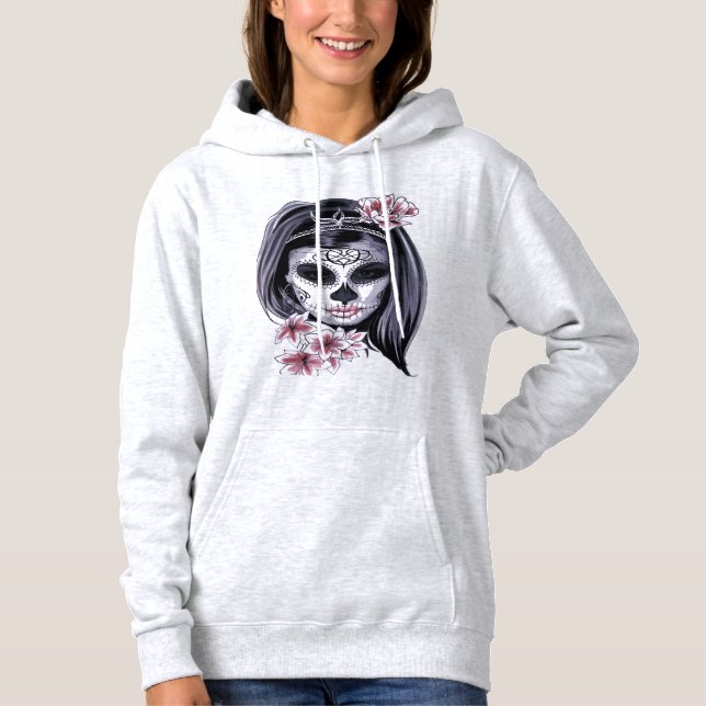 Sugar Skull Day of the Dead Día de Muertos Hoodie (Front)