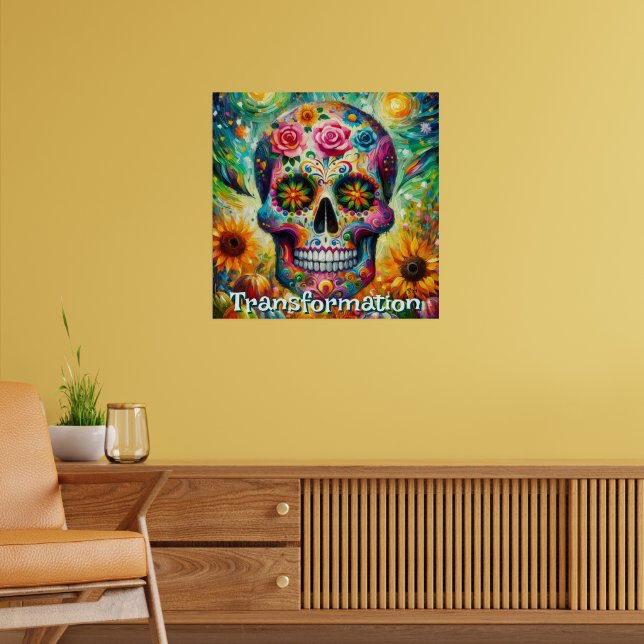 Sugar Skull Day of the Dead Floral Personalised Poster (Living Room 2)