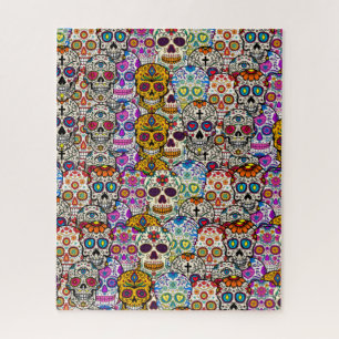 Sugar Skull Day of the Dead Halloween Collage Jigsaw Puzzle