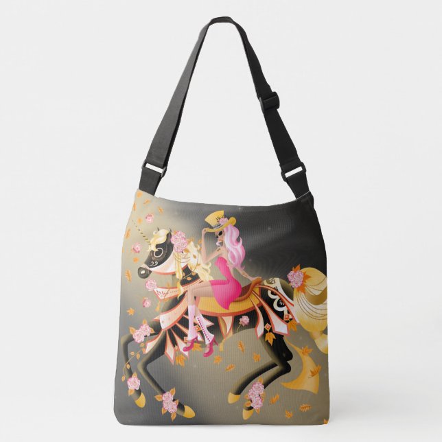 Sugar Skull Day of the Dead Horse Crossbody Bag (Front)