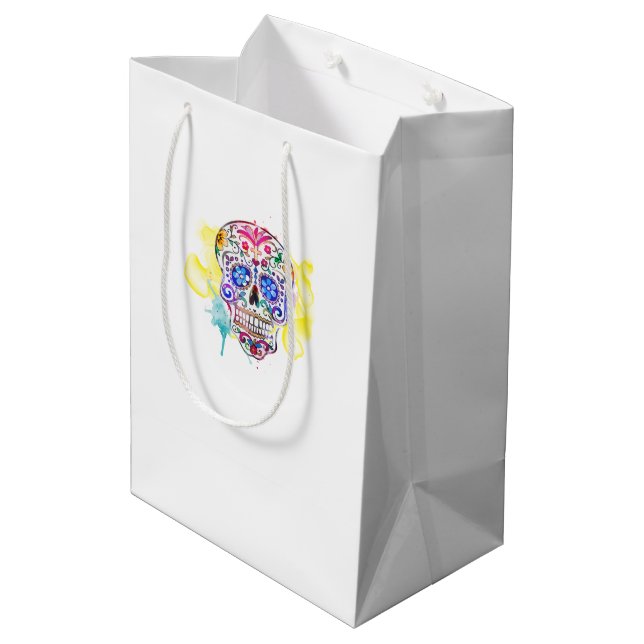 Sugar Skull Day of the Dead Life Celebration Medium Gift Bag (Back Angled)