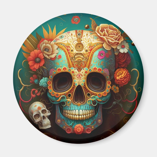 Sugar Skull Day Of The Dead Magnet (Front)