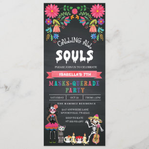 Sugar Skull Day of the Dead Masquerade Party Invitation