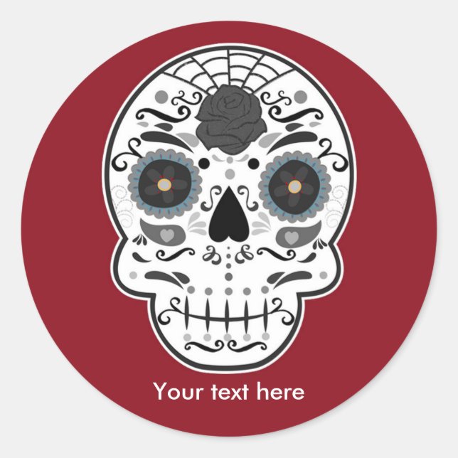 Sugar Skull Day of the Dead Party Stickers (Front)