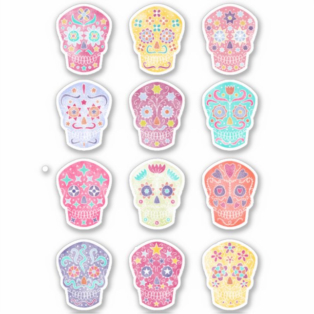 Sugar Skull Day of the Dead Sticker (Front)