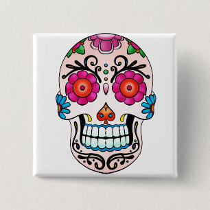 Sugar Skull - Day of the Dead, Tattoo, Mexico 15 Cm Square Badge
