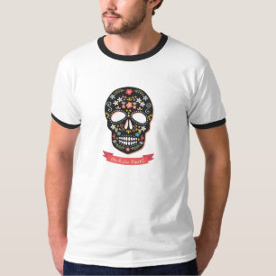 Sugar Skull Day of the Dead Wall T-shirt - black