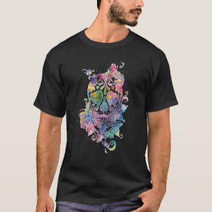 Sugar Skull Day Of The Dead Watercolor Skull Roses T-Shirt
